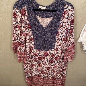 Style & Co burgundy, ivory, and navy dress